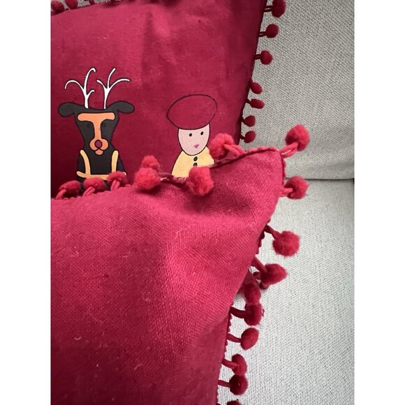 Crate & Barrel Set Of 2 Festive Christmas Lumbar Pillows Covers And Inserts - Picture 4 of 8